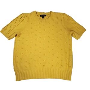 Ann Taylor Shortsleeve Mustard Swiss Dot Sweater M